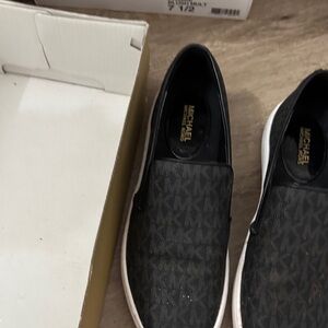 Michael Kors Black Monogram Slip-On Loafers
